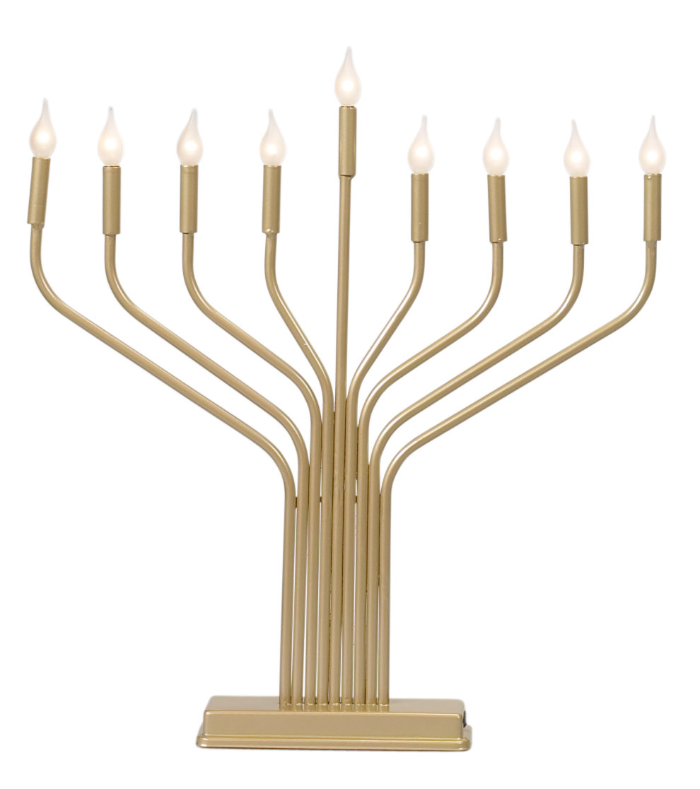 Electric Menorah, Gold, 17.75" H x 16" W x 2.5" D