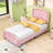 Upholstered Platform Bed with LED Lights and Adjustable Height Headboard-1208835762-1208835767