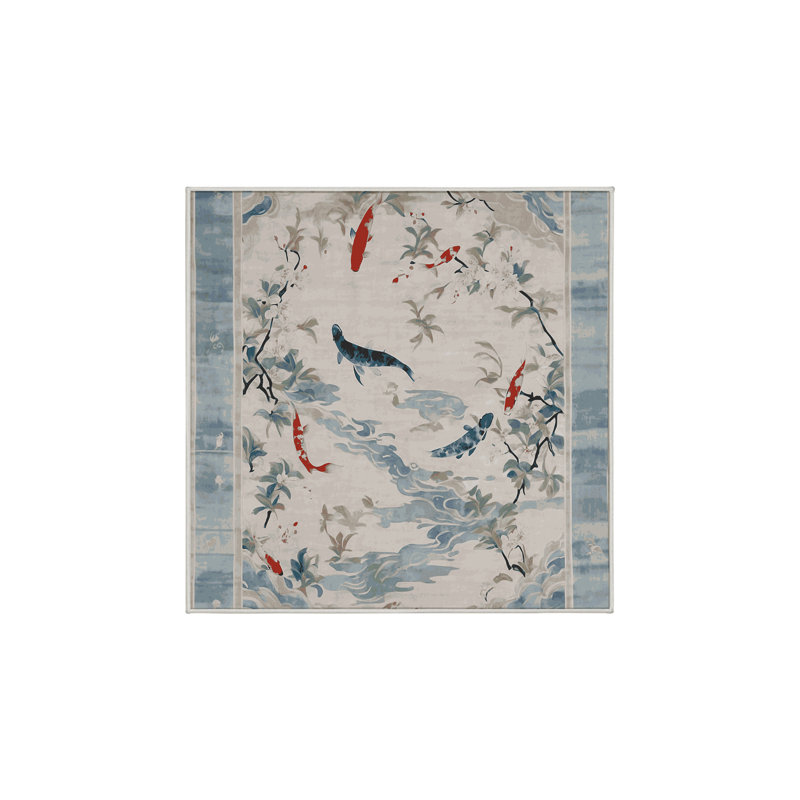 Machine Washable Beige Area Rug, Square 5'
