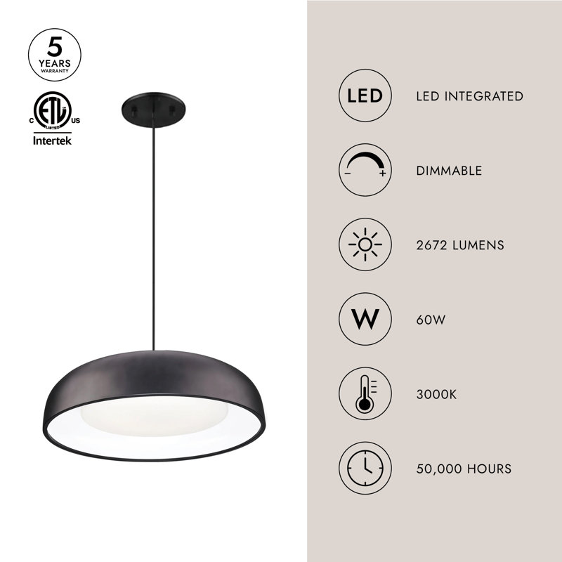 Beacon 1 - Light LED Pendant, 5.875" H x 24" W x 24" D, White, White
