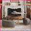 Table basse moderne à plateau relevable avec plateau en pierre frittée, repose-pieds peu encombrant et amp; Rangement caché