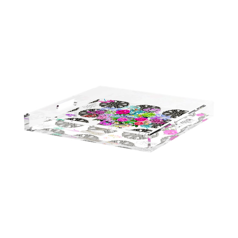 Plateau décoratif carré Pistils, L 15 po x P 15 po x H 2 po