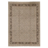 Hand Knotted Wool Oriental Area Rug in Beige And Black