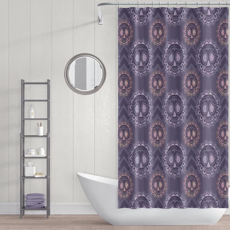 Chevron Arrow And Boho Skull Shower Curtain, 93" H x 70" W