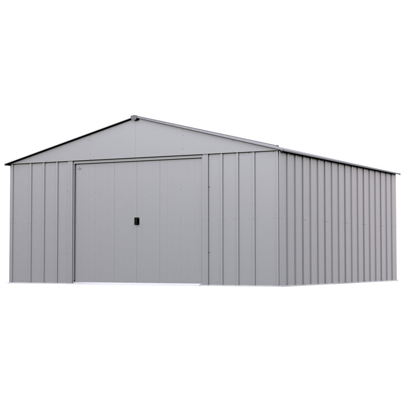 14 ft x 14 ft Flute Grey Galvanized Steel Storage Shed