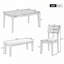 Ensemble de salle à manger 6 pièces, comprenant table de salle à manger, 4 chaises rembourrées et banc-1145845926-1145845929