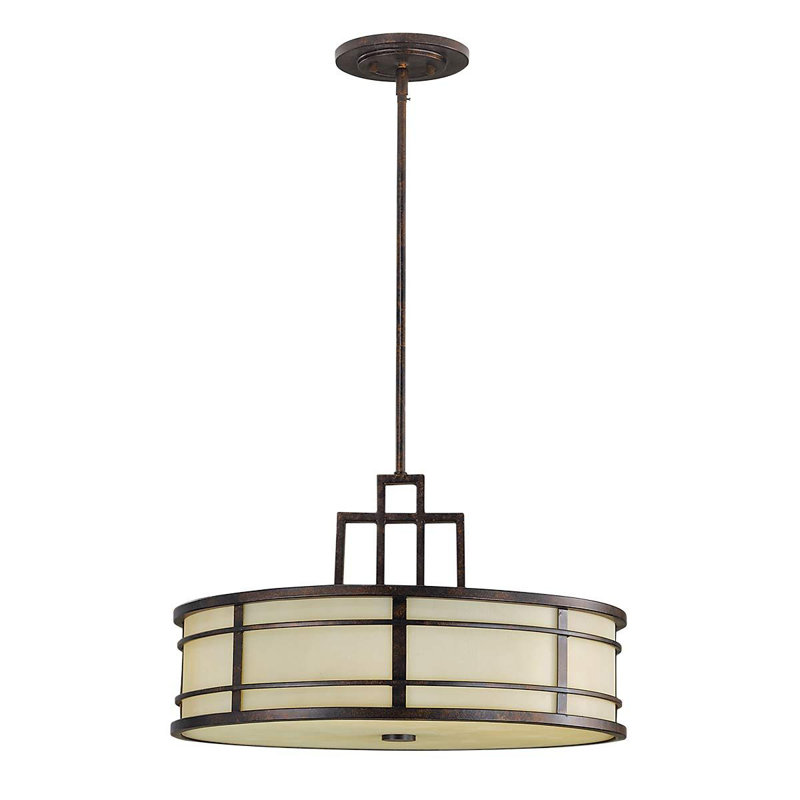 Etheridge 3 - Light Grecian Bronze Drum Pendant