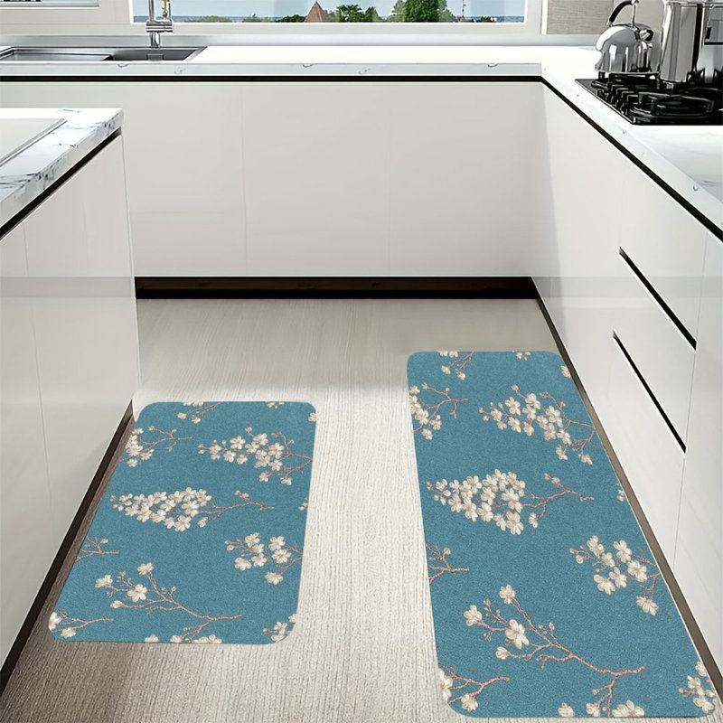 Tapis rayé classique, motif de cuisine 2 pièces
