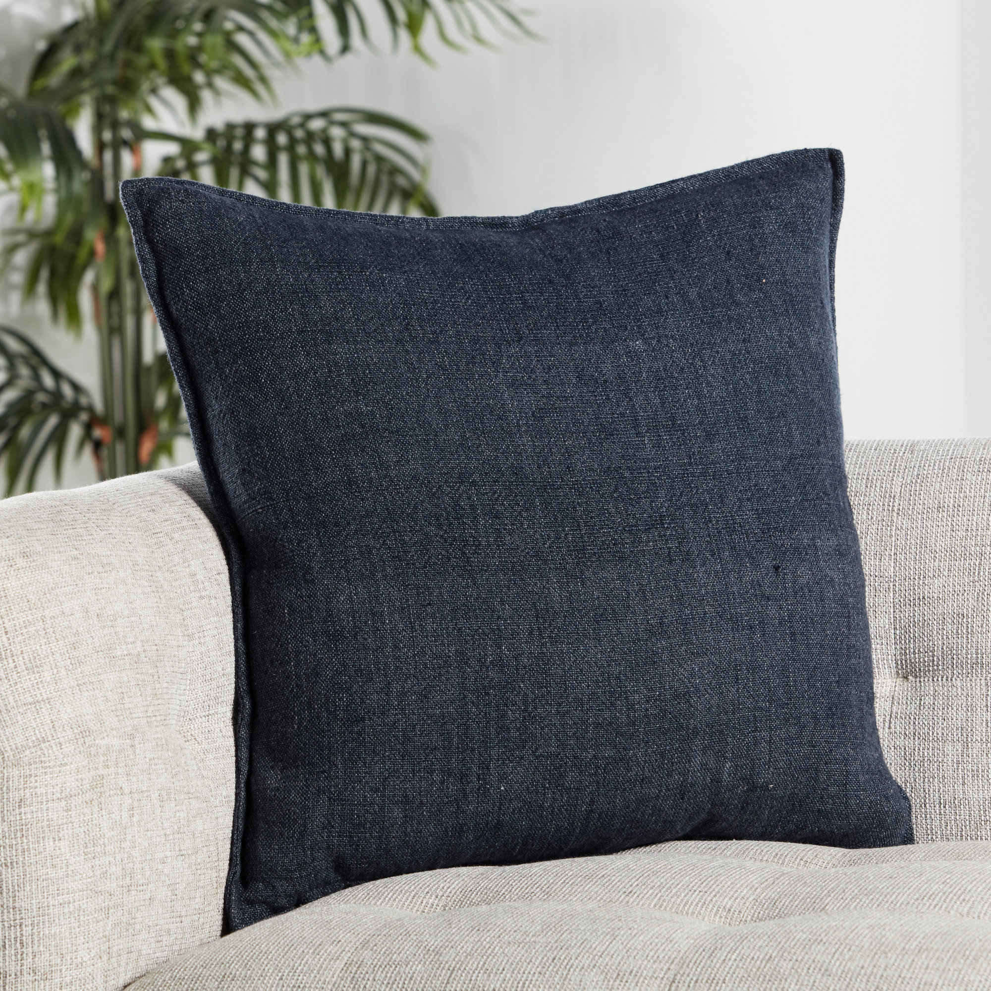 Burbank Linen Throw Pillow, Dark Blue, Pillow Cover Only - No Insert, 22" x 22"