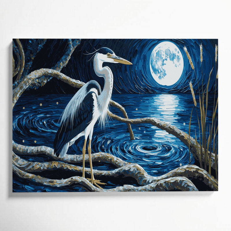 Oiseaux, art mural sur toile bleu, H 11 po x l 14 po