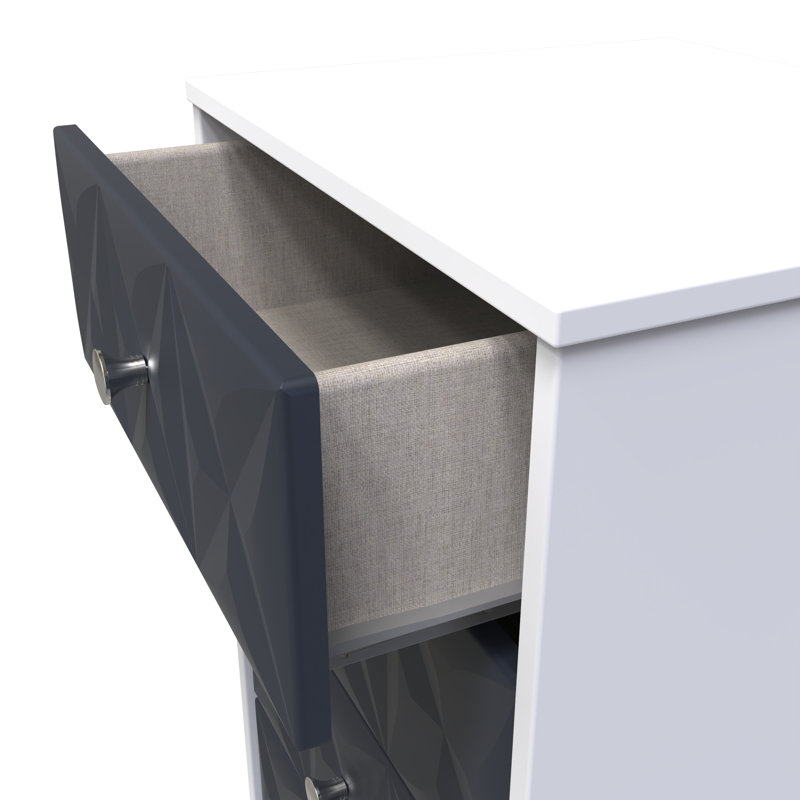 Carnlea 45cm W Manufactured Wood Bedside Table, Indigo Matt/White