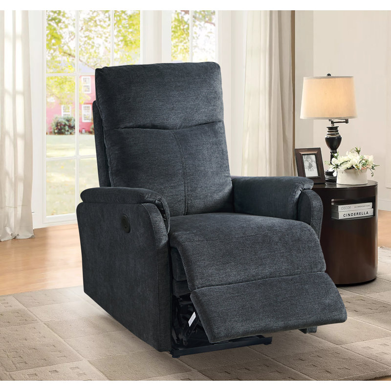 Gerni Electric Compact Upscale Anti Skid Fabric Single Sofa Chair with USB Port Power Recliner Chair, Dark Gray Chenille