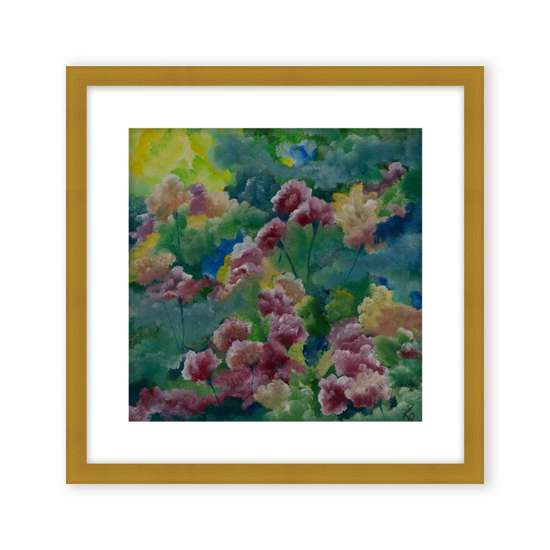 Nature Inspired "Petals of Spring" Canvas Wall Art By , 30" H x 30" W, Framed Matted Print, Black