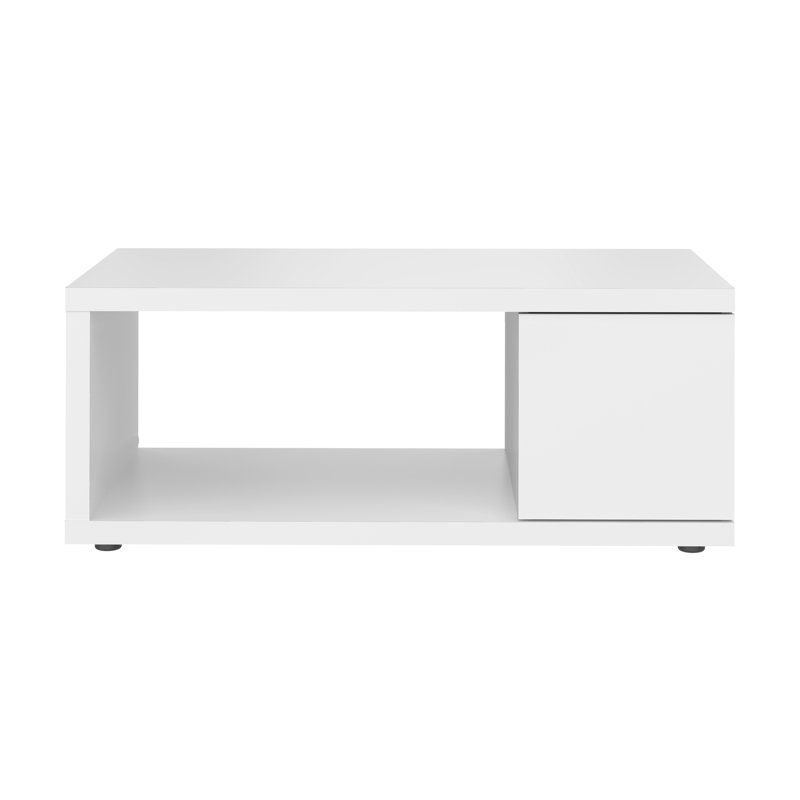 Berlin Floor Shelf Coffee Table with Storage, Pure White