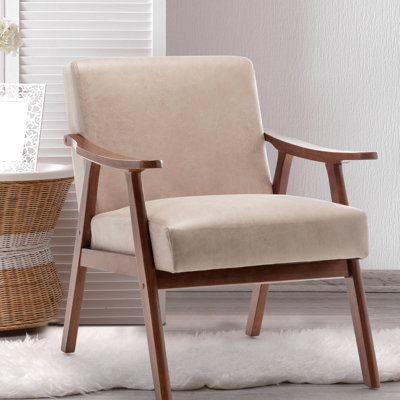Chaise de style Mid-Century moderne avec velours doux et accoudoirs pour un intérieur polyvalent et élégant