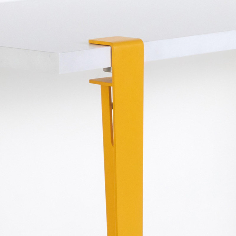 Table de salle à manger moderne pour 4 personnes, blanc et jaune, 47,2 po x 29,5 po x 23,6 po | 100% panneau de particules enduit de mélamine, 1,2 po d'épaisseur | Pieds robustes en acier noir | Assemblage facile à plat, design élégant et fonctionnel