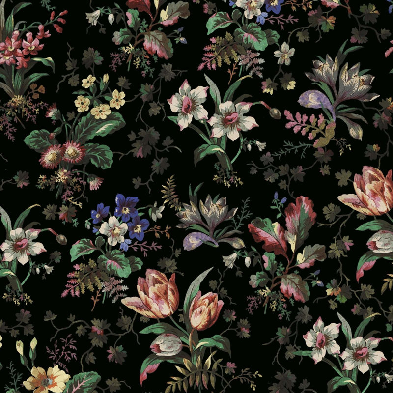 Tulipa 9.84' L x 70.8" W Wallpaper Roll, Onyx