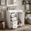 Ensemble de meuble-lavabo 30 po avec lavabo en céramique, armoire de rangement en bois massif, ensemble de meuble-lavabo autoportant avec 3 tiroirs et portes à fermeture douce-126278390