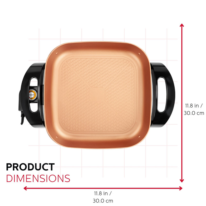 Brentwood 12-Inch Copper Nonstick Electric Skillet with Glass Lid