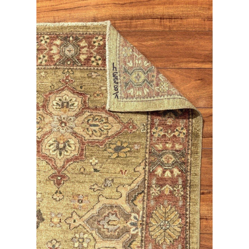 Tapis en laine noué à la main 3 x 5, tapis médaillon, décor de tons terreux