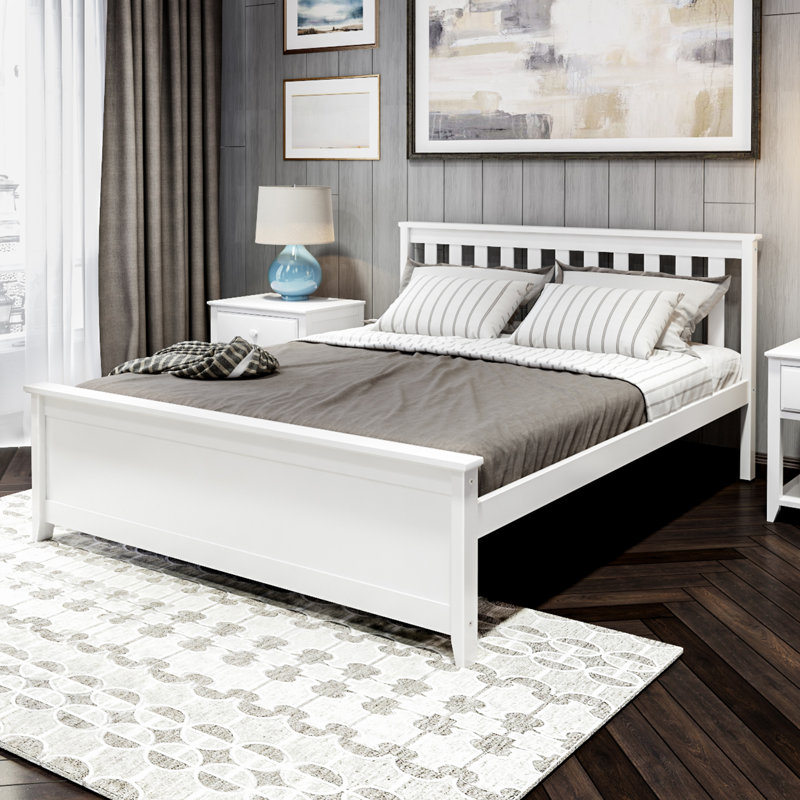 Bolin Kids Solid Wood Platform Bed, White, Queen