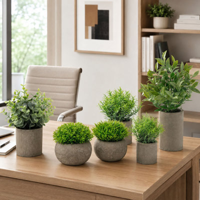 Small Artificial Potted Plants with Cement Pots