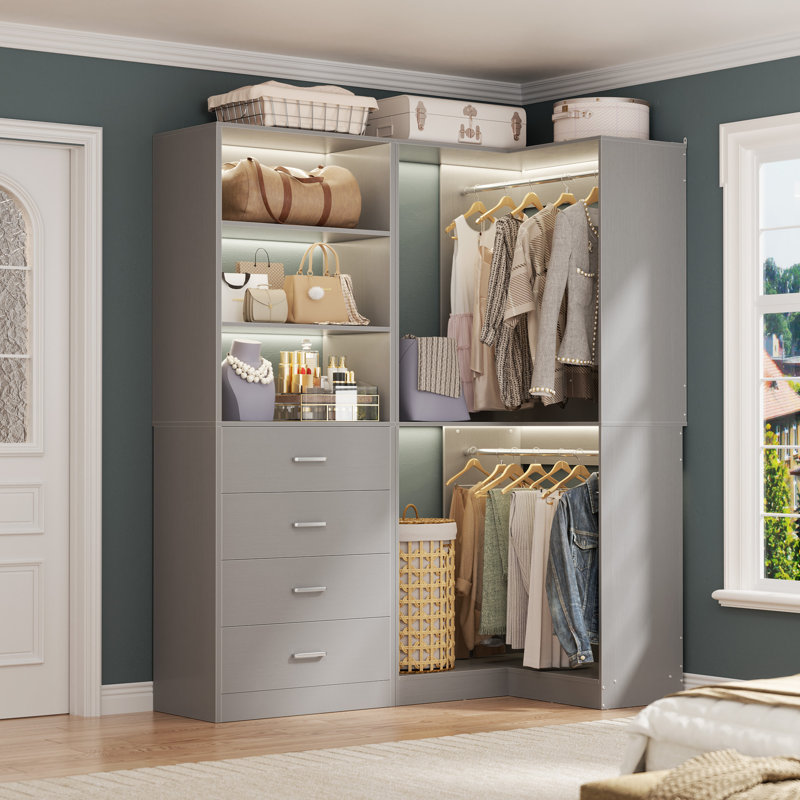 Système d'organisation l 54 po avec tiroirs et tringles de suspension, Gris