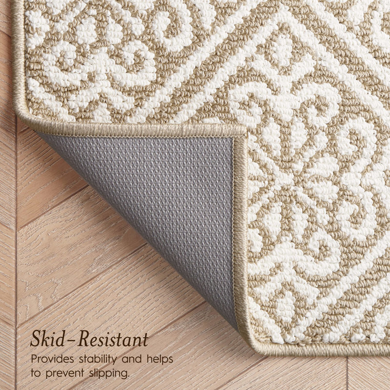 Austell Machine Woven Synthetic Geometric Area Rug, Runner 2'2" x 6', Beige/Natural