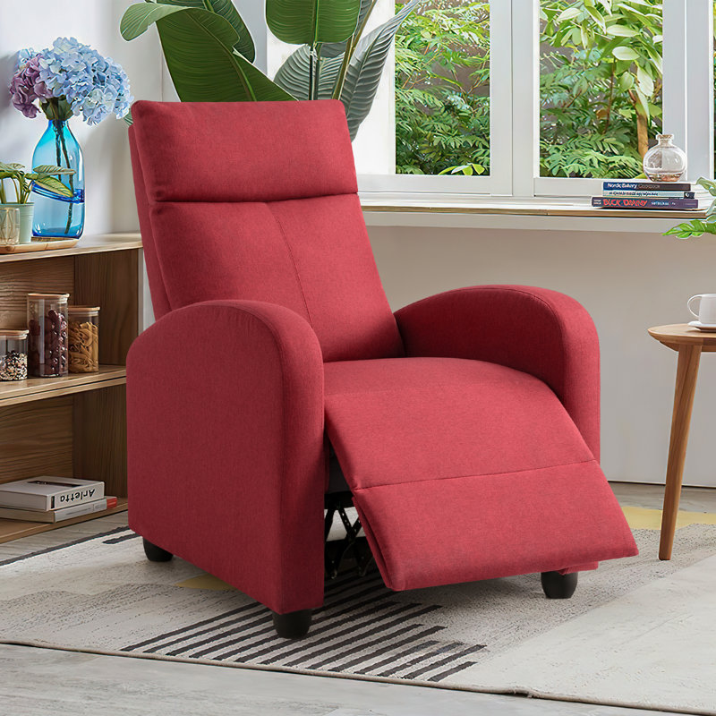 Neecy Upholstered Recliner, Red Linen Blend