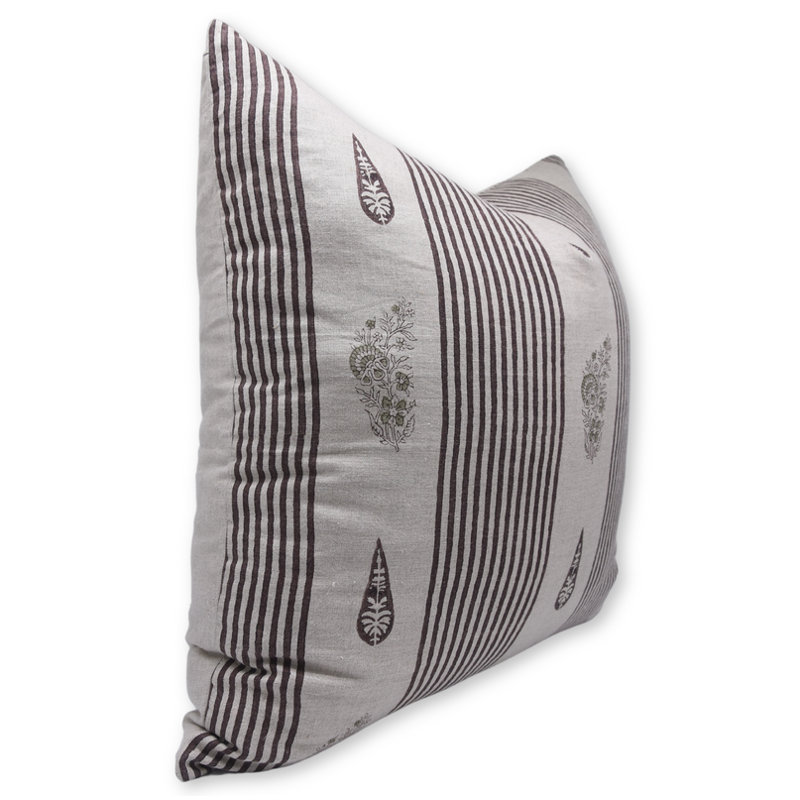 Housse de coussin en lin fabriquée à la main à motif de drapeau Fab Fabine Urban Boho - 20 x 20 po, Carré, 20 po x 20 po