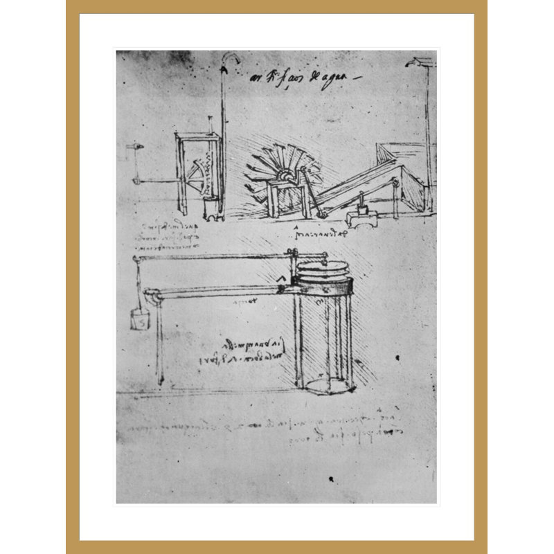 Fol. 53 (verso) Manuscript B par Leonardo da Vinci, impression giclée sur cadre, H 41,5 po x l 31,57 po