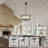4 - Light Modern Shaded Drum Chandelier With Texture Glass, Adjustable Height Pendant Light For Dining Room, Living Room, Foyer