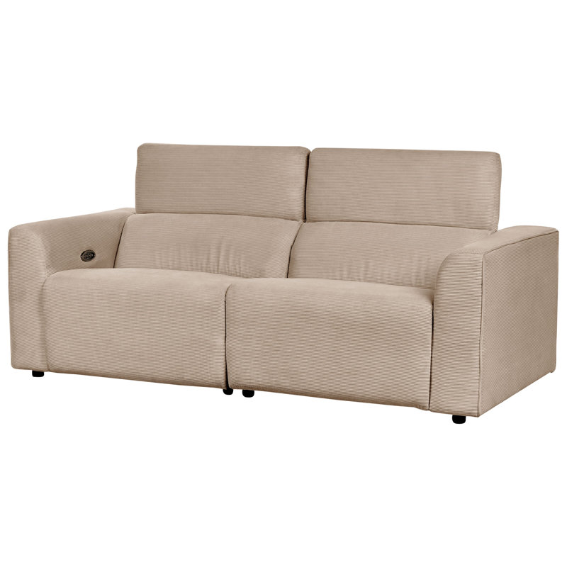 2 Seater Corduroy Electric Recliner Sofa with USB Port Sand Beige Bozhan