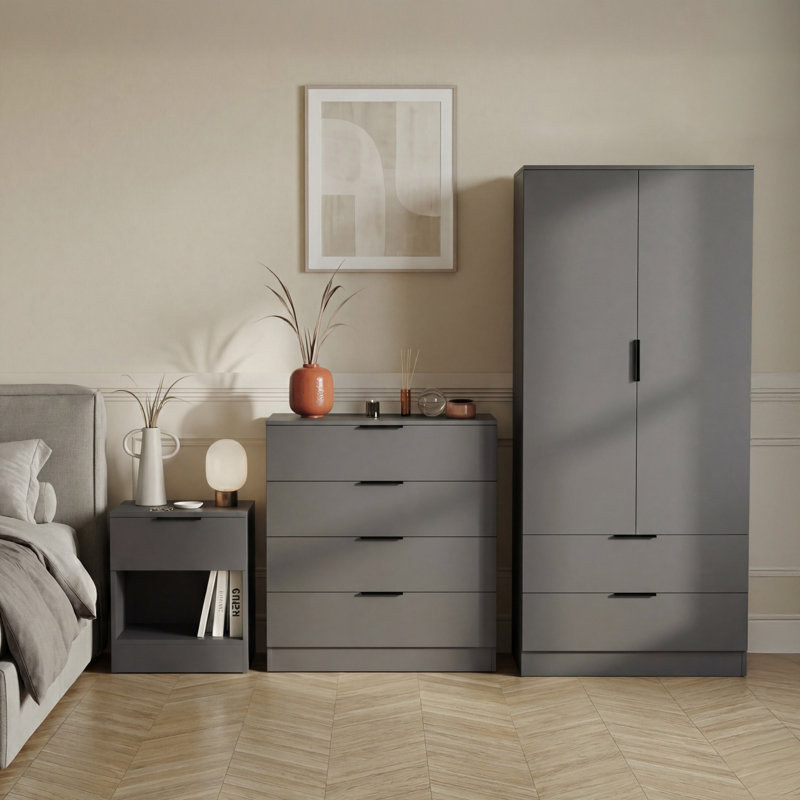 3 Piece Bedroom Set, Grey
