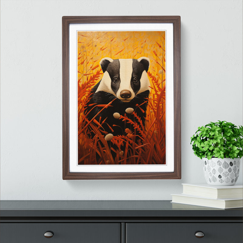 Single Picture Frame Print on Wood, Walnut Framed, 34cm H x 25cm W