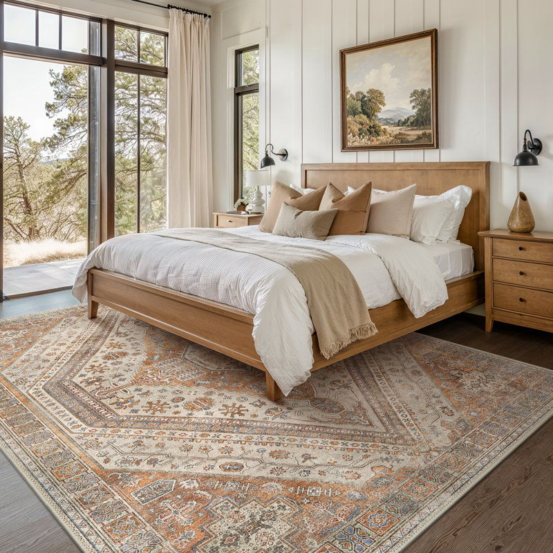 Oriental Machine Washable Performance Area Rugs with Non-Slip Backing, Rectangle 8' x 10'