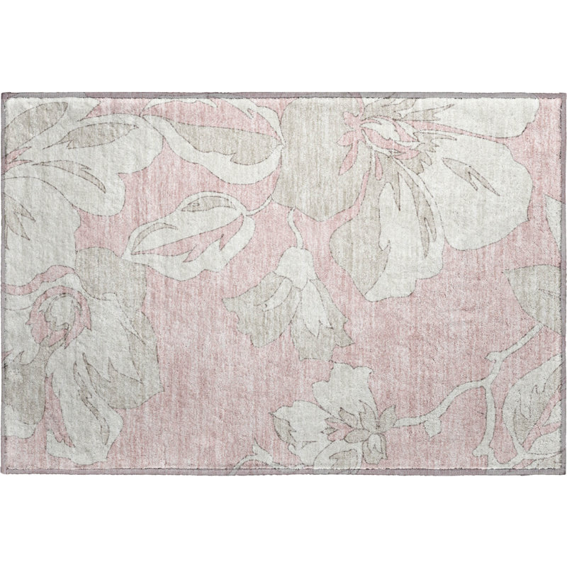 Premium Machine Washable Prisco Pink Rug, Rectangle 1'8" x 2'6"