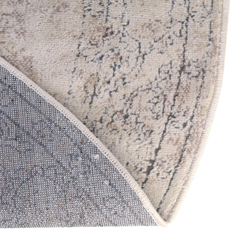Tapis de couloir traditionnel Geddis de couleur ruche, Rond 4 pi 1 po