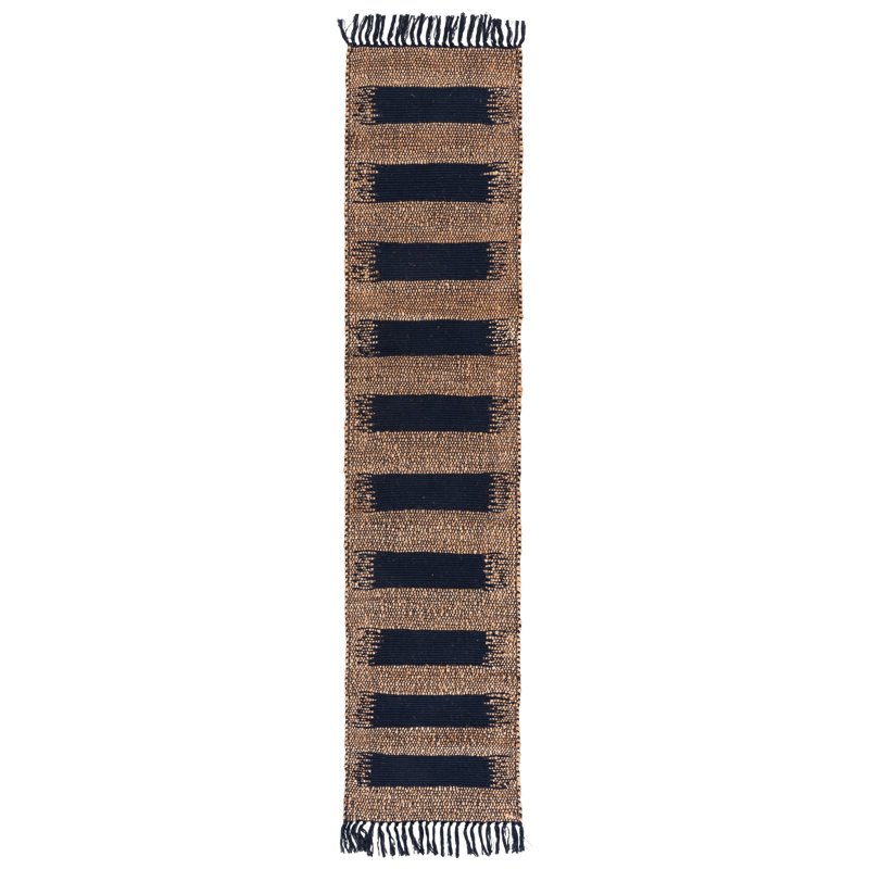 Natural Fiber 124 Hand Woven 70% Jute; 30% Cotton Abstract Rug, Runner 2' x 9'