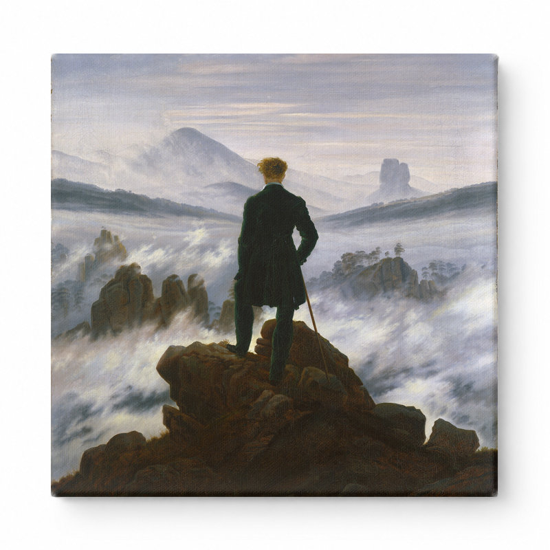 Wanderer au-dessus de la mer de brouillard (1818) - art mural carré sur toile, 16" W x 16" H