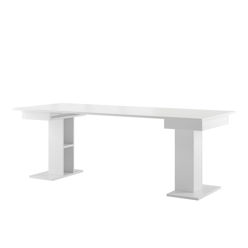 Ringler Extendable Rectangular Dining Table, White Matt