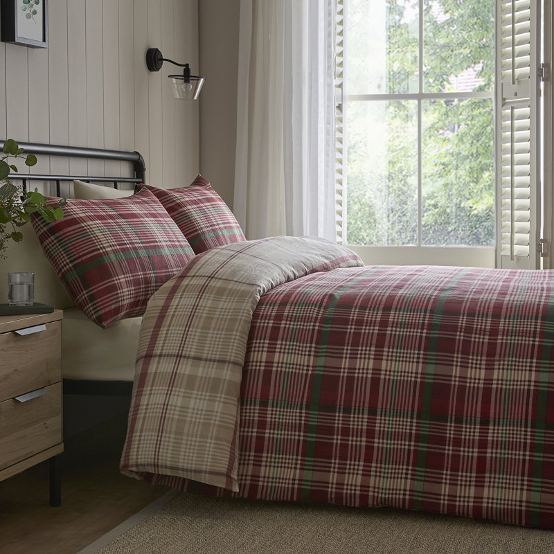 Bennet Check Cotton Geometric Duvet Cover Set, Double Bed (200 x 200 cm)