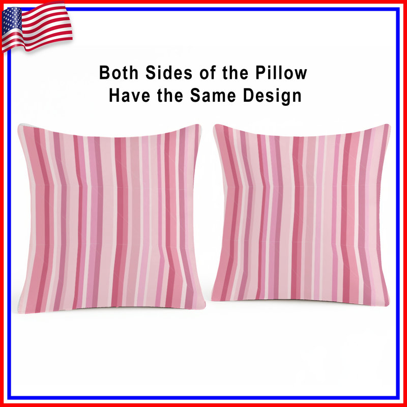 Coussin Stripes, Rayure rose, Carré 26 po