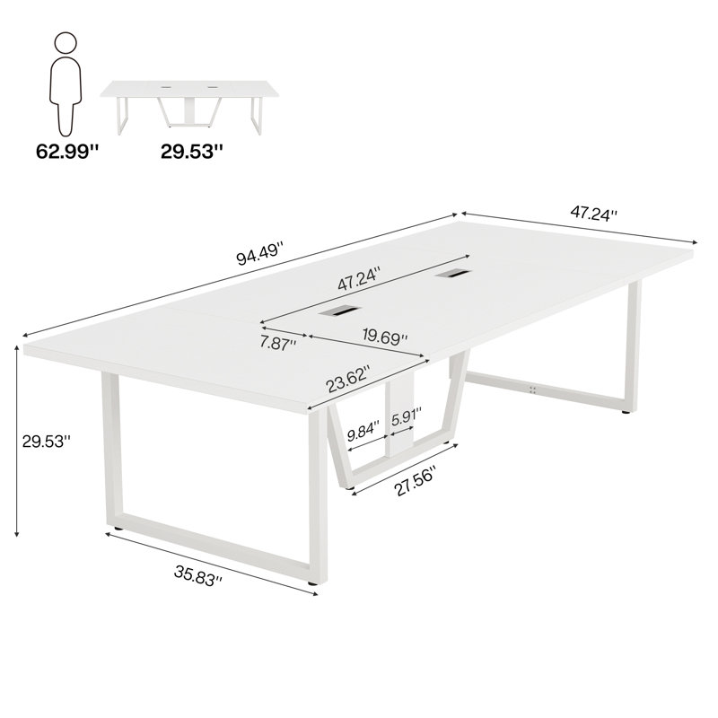 94.5'' Rectangle Conference Table, White