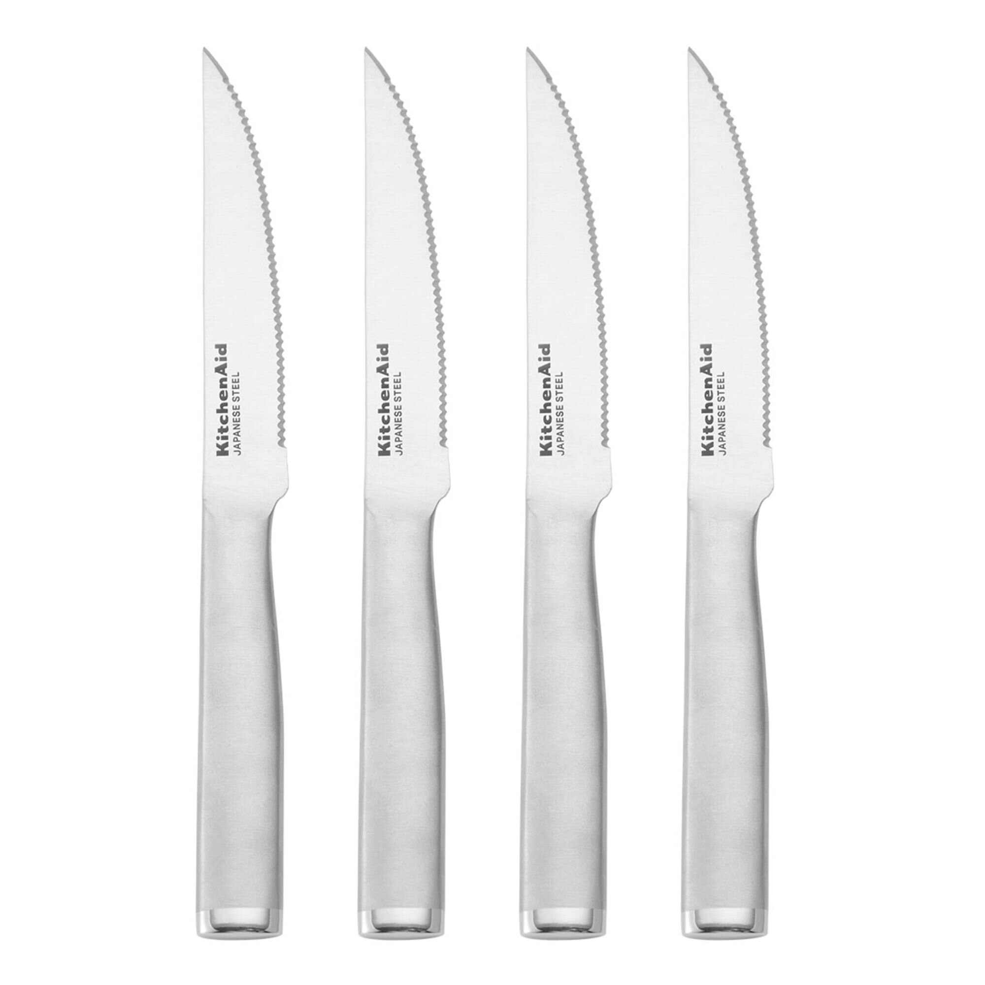 Steak Knives Set of 4,Stainless Steel Serrated Blades, Sharp Knifes, Dinner Knives, Dishwasher Safe, Knives Set for Home or Restaurant, Size: Steak