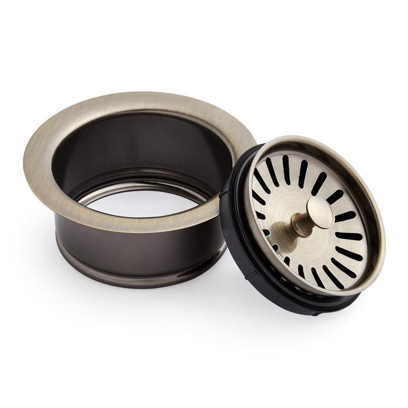 4-1/2" Garbage Disposal Flange with Stopper, Aged Brass