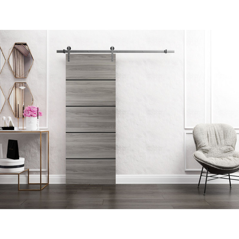 Porte de grange en bois massif massif, Frêne gingembre, 24 po x 84 po