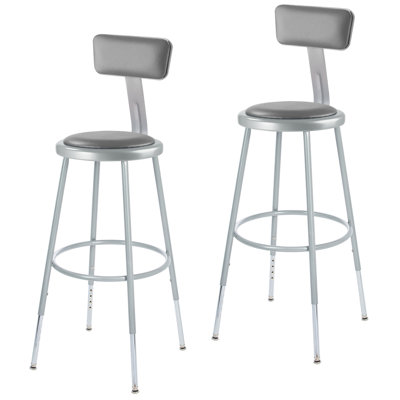 Otto 25-33 Inch Height Adjustable Heavy Duty Commercial Grade Vinyl Padded Stool with Backrest