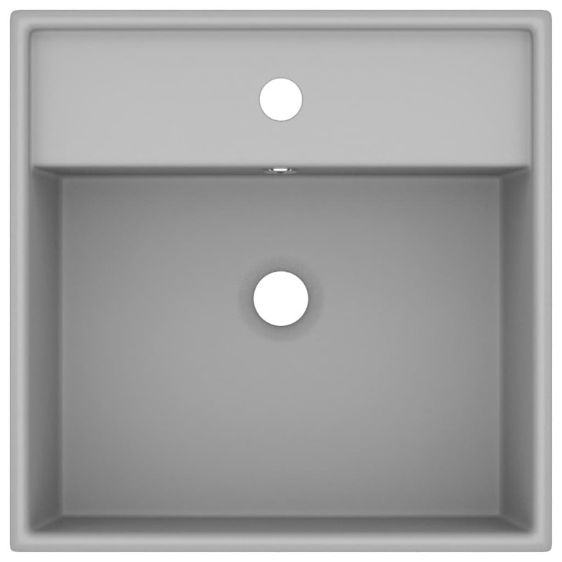Belfry Bathroom Spurlock Ceramic Square Sink with Overflow, Light Grey