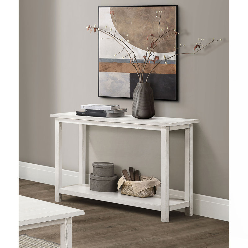 Console de canapé en bois, blanc, Blanc
